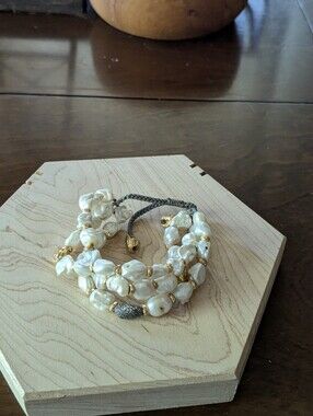 Tai Jewelry Baroque Pearl Multi Strand Pull Tie Bracelet